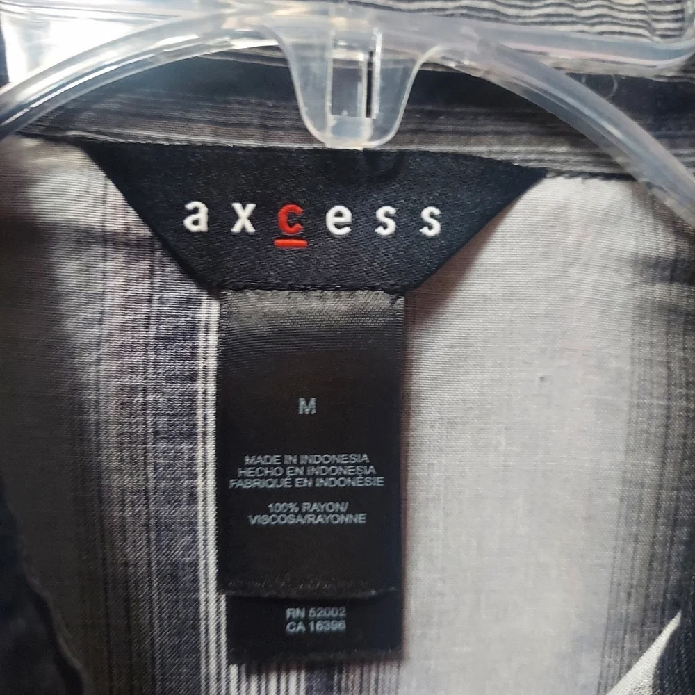 Axcess Men's Dress Shirt Size Medium Vertical Stripes Black/ Grey
